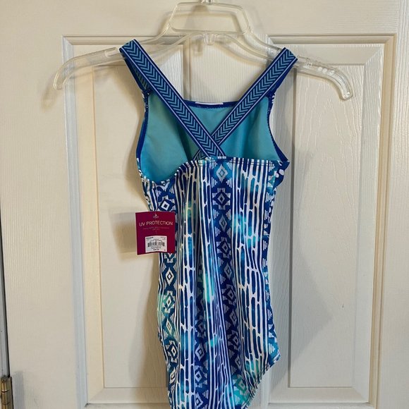 So Girls One Piece Swimsuit Blue Sz. 10 - Picture 5 of 6
